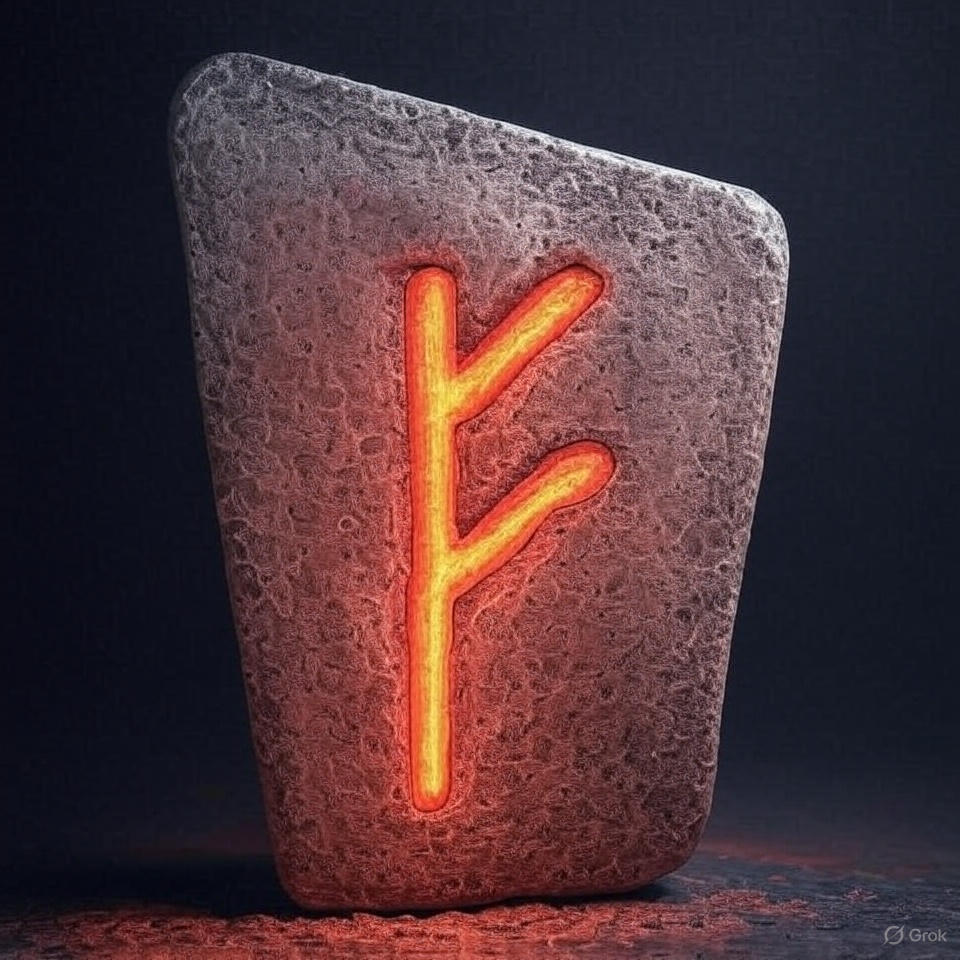 Moderne Fehu Rune auf Stein