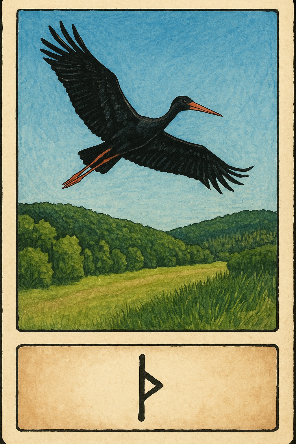 Runenkarte Schwarzer Storch