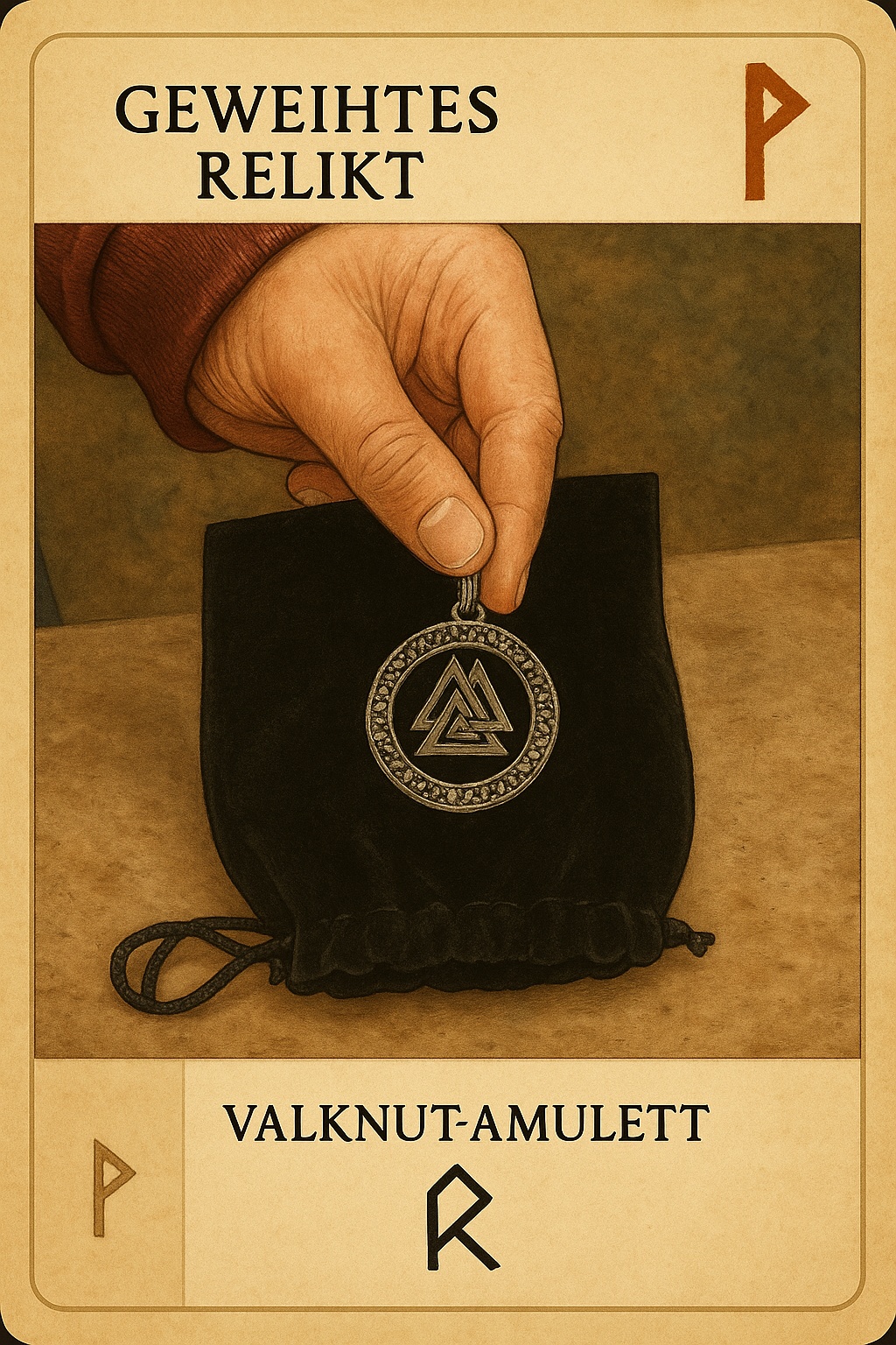 Geweihtes Relikt – Valknut-Amulett
